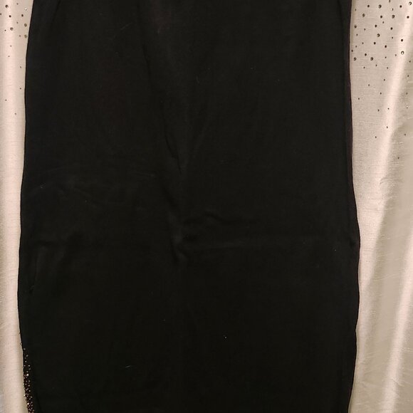 Chic Black Pencil Skirt – Gold Trim Embellishment - Picture 2 of 2